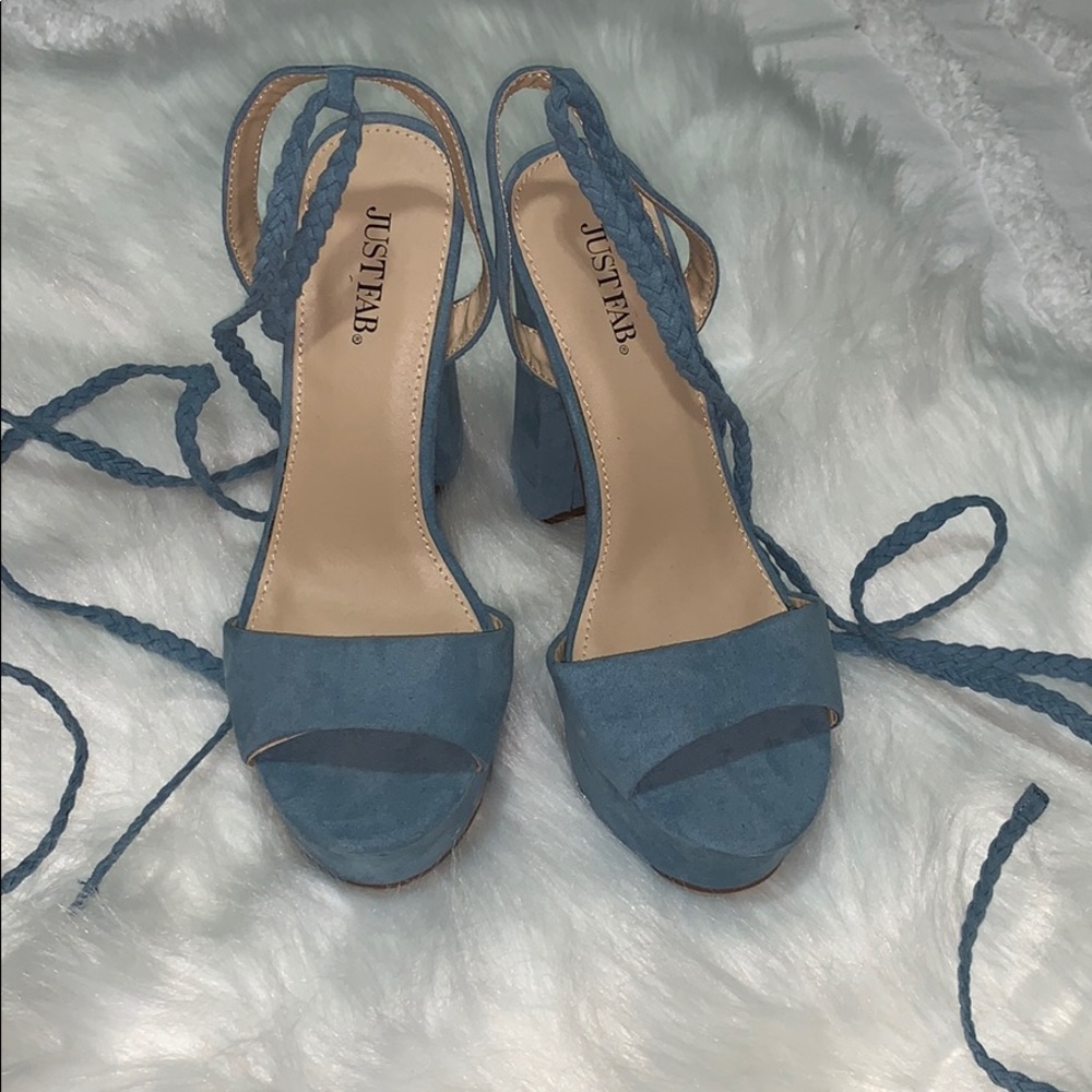 Just Fab Blue Suede Lace Up Platform Heels 👡👡
